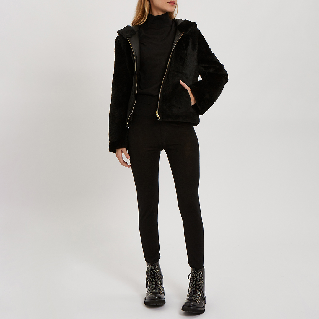 Deals Black Shearling Reversible Hooded Bomber Best Choice N°· ELEVEN ...